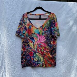 Vibrant Multicolor Floral V-Neck Women’s Top